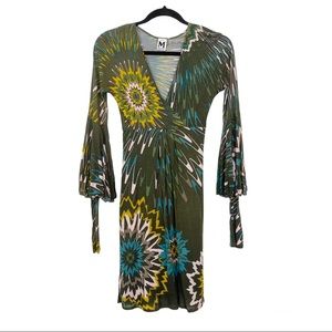 Missoni Abstract V-Neck Bell-Sleeve Dana Dress Sz 0